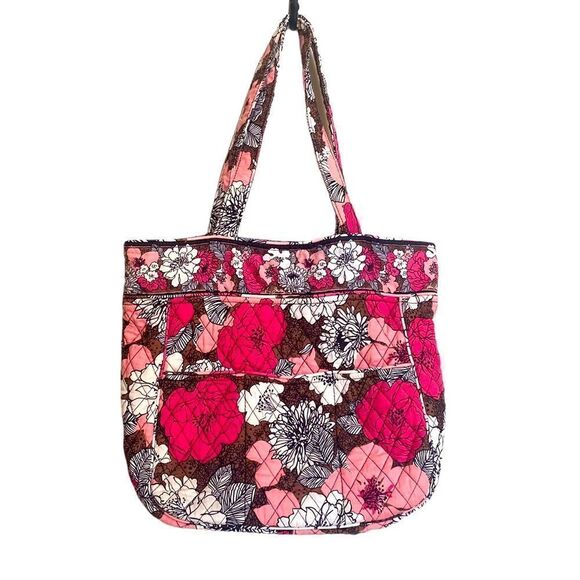 Vera Bradley 3 Pocket Tote - Mocha Rouge - Picture 1 of 5